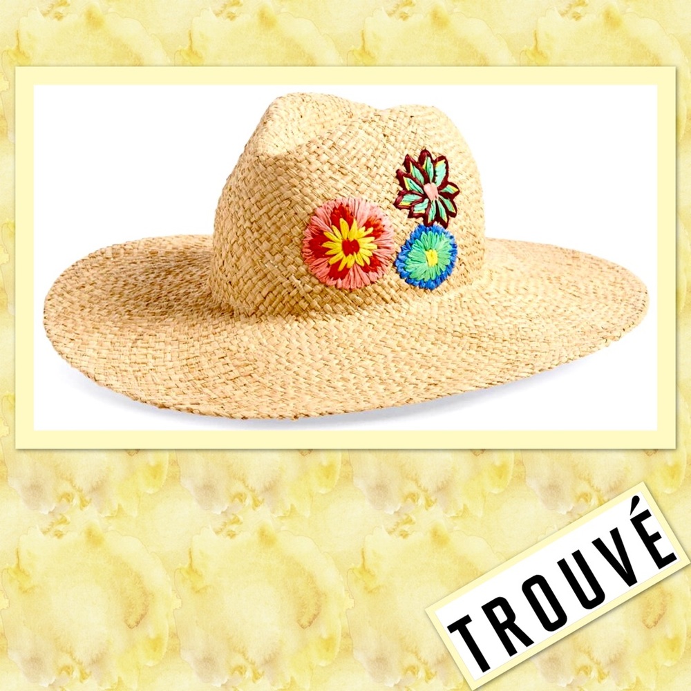 Trouvé Flower Straw Hat in Natural Combo